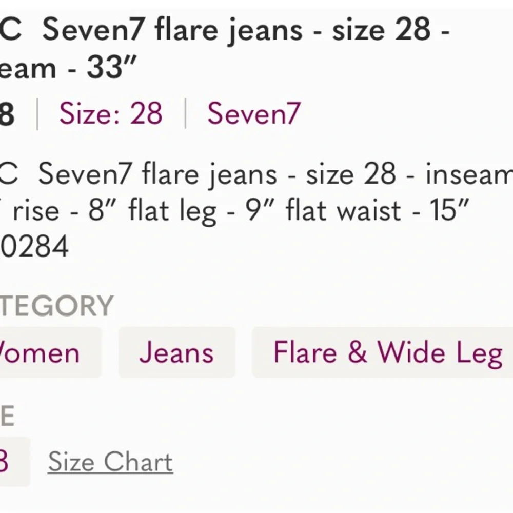 Excellent Preowned Condition Seven7 Flare Jeans Size 28. - Picture 6 of 6